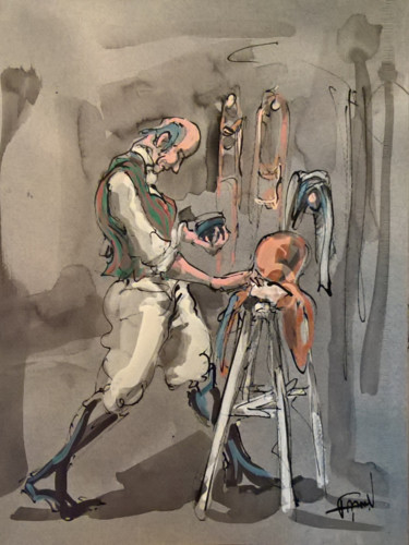 Peinture intitulée "38 entretien de cui…" par Antoine Faure, Œuvre d'art originale, Gouache