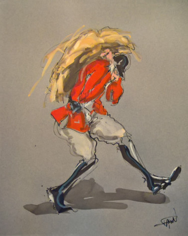Peinture intitulée "47 le casse-croûte" par Antoine Faure, Œuvre d'art originale, Gouache
