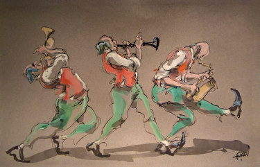 Pittura intitolato "2 les pantalons ver…" da Antoine Faure, Opera d'arte originale, Gouache