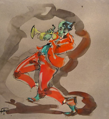Painting titled "13 Etude jazz" by Antoine Faure, Original Artwork, Gouache
