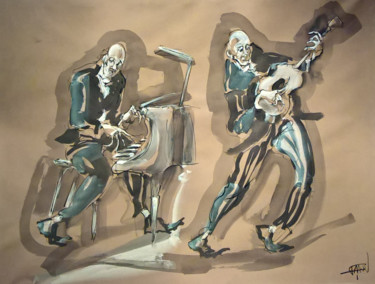 Peinture intitulée "17 Etude jazz" par Antoine Faure, Œuvre d'art originale, Gouache
