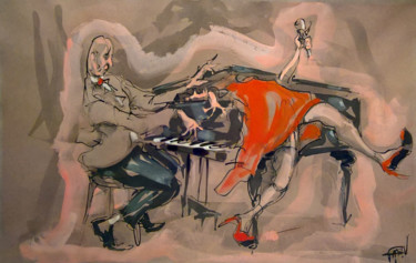 Painting titled "18 Le couvercle" by Antoine Faure, Original Artwork, Gouache