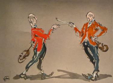 Malerei mit dem Titel "20 Duel musical" von Antoine Faure, Original-Kunstwerk, Gouache