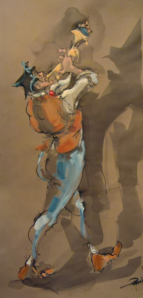 Pintura intitulada "21 La sourdine" por Antoine Faure, Obras de arte originais, Guache