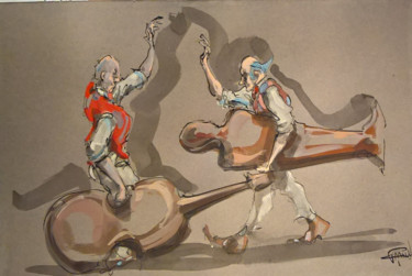 Pintura titulada "23 Les instruments…" por Antoine Faure, Obra de arte original, Gouache