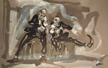 Painting titled "25 risques collatér…" by Antoine Faure, Original Artwork, Gouache