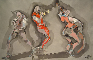 Peinture intitulée "37 Etude jazz" par Antoine Faure, Œuvre d'art originale, Gouache