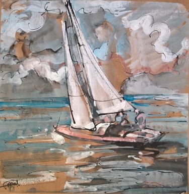 Peinture intitulée "7 balade en mer" par Antoine Faure, Œuvre d'art originale, Gouache