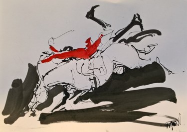 Dessin intitulée "7étudechasse" par Antoine Faure, Œuvre d'art originale, Encre