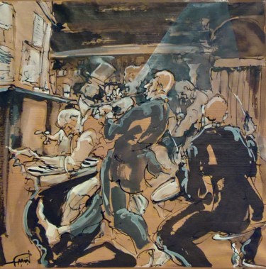 Peinture intitulée "76 Club nocture" par Antoine Faure, Œuvre d'art originale, Gouache