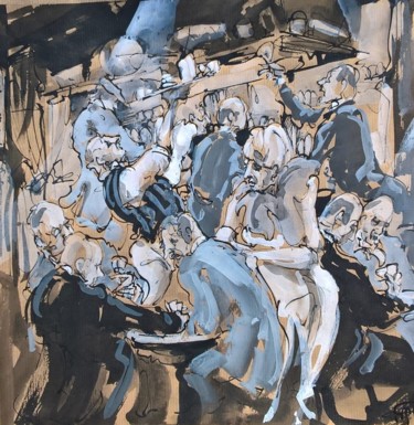 Peinture intitulée "89 Le coup de feu" par Antoine Faure, Œuvre d'art originale, Gouache