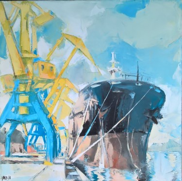 Painting titled "7 Sur les docks" by Antoine Faure, Original Artwork, Oil