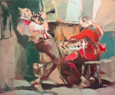 Pittura intitolato "Le duo en liesse" da Antoine Faure, Opera d'arte originale, Olio
