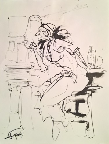 Dessin intitulée "39 Miss cancan" par Antoine Faure, Œuvre d'art originale, Encre