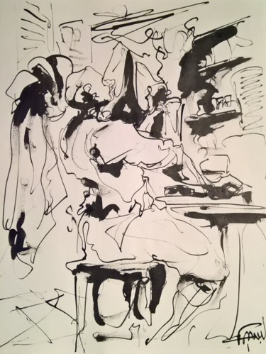 Drawing titled "47 Tchin!" by Antoine Faure, Original Artwork, Ink