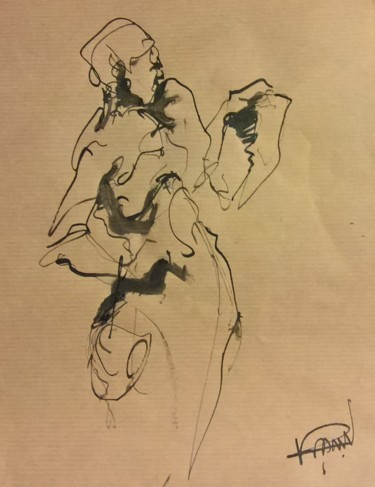 Dibujo titulada "70 La manièrée" por Antoine Faure, Obra de arte original, Tinta