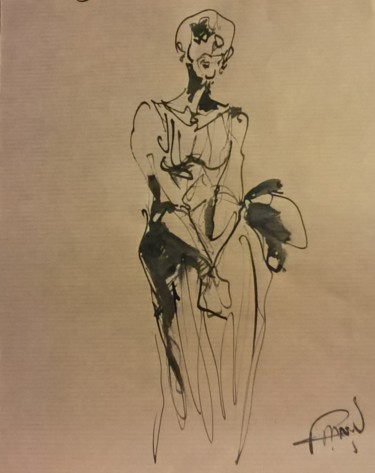 Dibujo titulada "75 La timorée" por Antoine Faure, Obra de arte original, Tinta