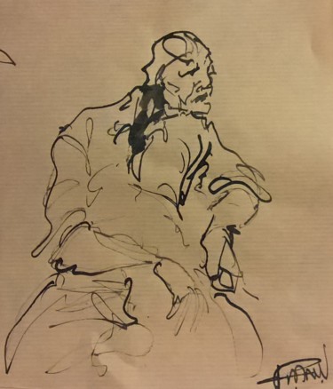 Drawing titled "77 the man" by Antoine Faure, Original Artwork, Ink
