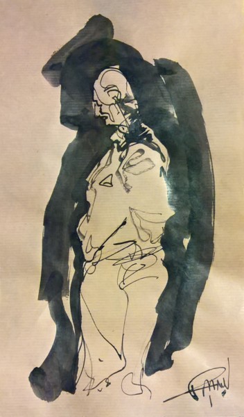 Drawing titled "81 Pépère" by Antoine Faure, Original Artwork, Ink