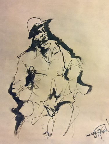 Drawing titled "82 Prestance" by Antoine Faure, Original Artwork, Ink