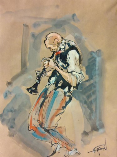 Peinture intitulée "116 Balade à la cla…" par Antoine Faure, Œuvre d'art originale, Gouache
