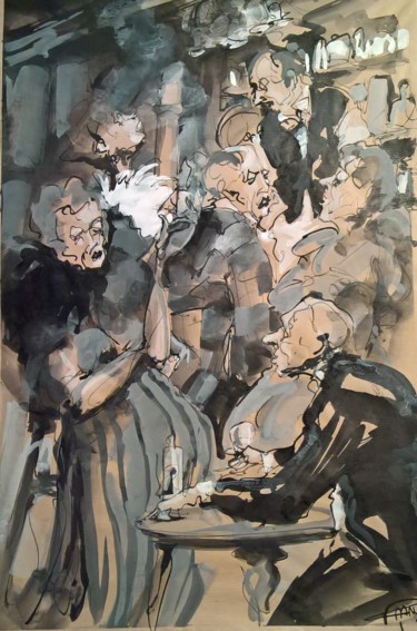 148 La petite conversation Peinture intitulée "148 La petite conve…" par Antoine Faure, Œuvre d'art originale, Gouache