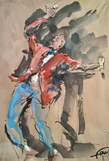 171 La bonne droite Peinture intitulée "171 La bonne droite" par Antoine Faure, Œuvre d'art originale, Gouache