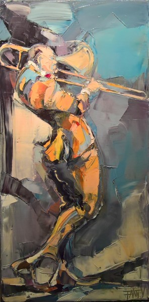 Картина под названием "L'homme en jaune" - Antoine Faure, Подлинное произведение искусства, Масло