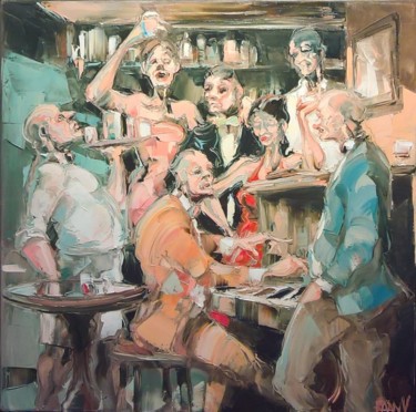 Peinture intitulée "bar de la liesse" par Antoine Faure, Œuvre d'art originale, Huile