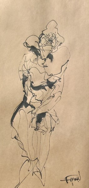 「43 Timoré」というタイトルの描画 Antoine Faureによって, オリジナルのアートワーク, インク