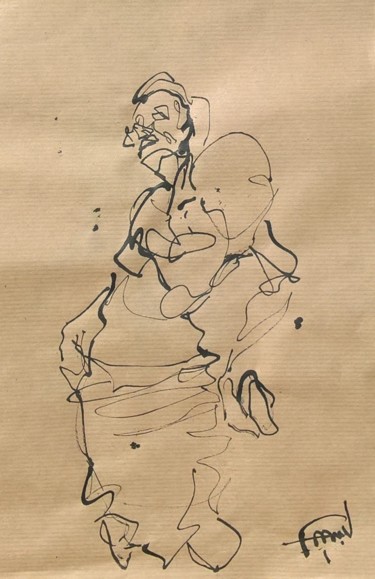 Dessin intitulée "44 La farouche" par Antoine Faure, Œuvre d'art originale, Encre