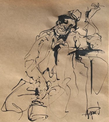 Drawing titled "64 Le tracas" by Antoine Faure, Original Artwork, Ink