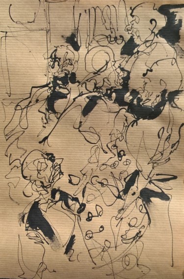 Disegno intitolato "71 trafic nocturne" da Antoine Faure, Opera d'arte originale, Inchiostro
