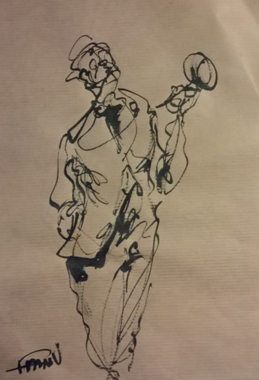 Drawing titled "93 Le cornet" by Antoine Faure, Original Artwork, Ink