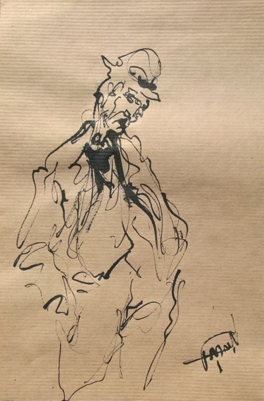 Disegno intitolato "123 Le songeur" da Antoine Faure, Opera d'arte originale, Inchiostro