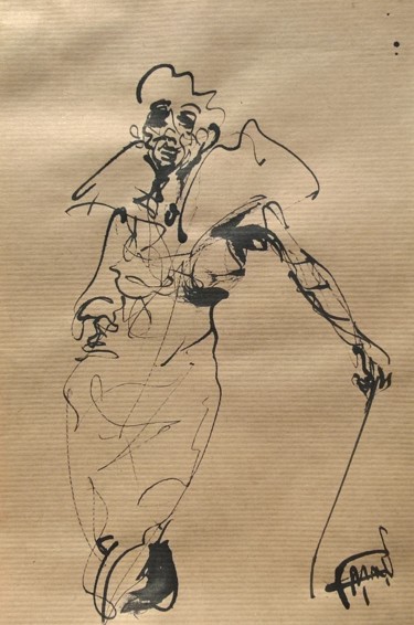 Drawing titled "126 La cane" by Antoine Faure, Original Artwork, Ink