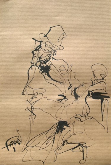 Dessin intitulée "129 Le bras lourd" par Antoine Faure, Œuvre d'art originale, Encre