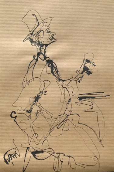 Zeichnungen mit dem Titel "133 Le trinqueur" von Antoine Faure, Original-Kunstwerk, Tinte