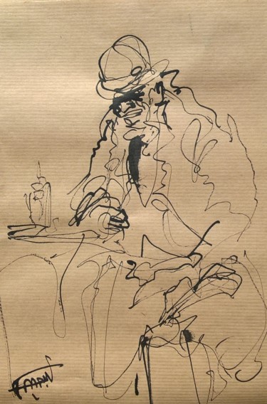 Drawing titled "135 Le ténébreux" by Antoine Faure, Original Artwork, Ink