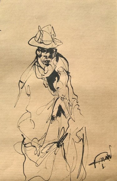 Drawing titled "150 Le ténébreux" by Antoine Faure, Original Artwork, Ink