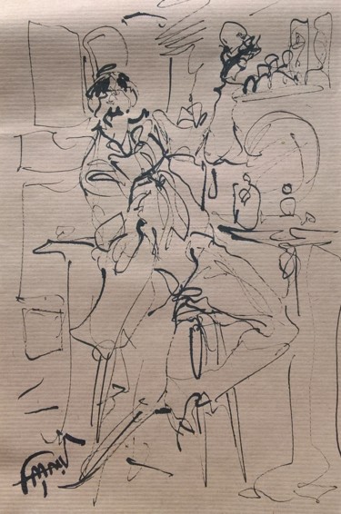 Desenho intitulada "113 Le gestuel" por Antoine Faure, Obras de arte originais, Tinta
