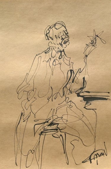 Drawing titled "126 Le clopeur" by Antoine Faure, Original Artwork, Ink