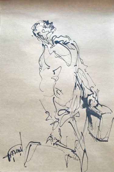 Dessin intitulée "176 Le grand départ" par Antoine Faure, Œuvre d'art originale, Encre