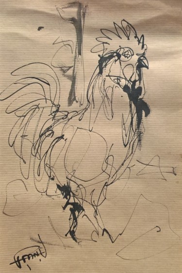 Drawing titled "14 Le chef" by Antoine Faure, Original Artwork, Ink