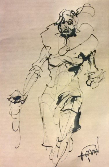 Drawing titled "180 La cuisse" by Antoine Faure, Original Artwork, Ink