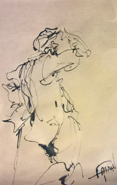 Drawing titled "184 La rafale" by Antoine Faure, Original Artwork, Ink