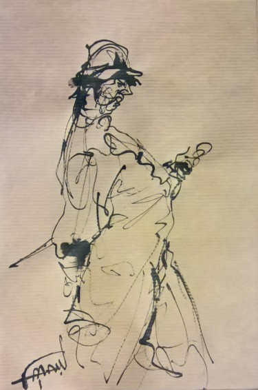 Zeichnungen mit dem Titel "189 Mister rigide" von Antoine Faure, Original-Kunstwerk, Tinte
