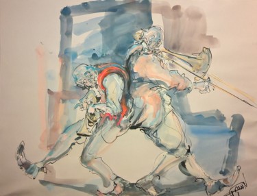 Peinture intitulée "202 Duo de cuivre." par Antoine Faure, Œuvre d'art originale, Gouache