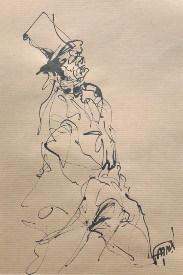 Drawing titled "195 Le pressé" by Antoine Faure, Original Artwork, Ink