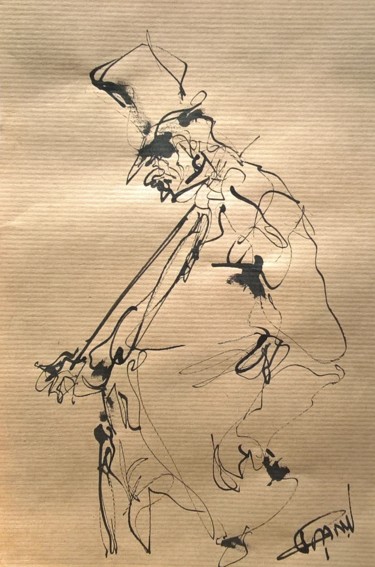 Dessin intitulée "202 Papy duraille" par Antoine Faure, Œuvre d'art originale, Encre